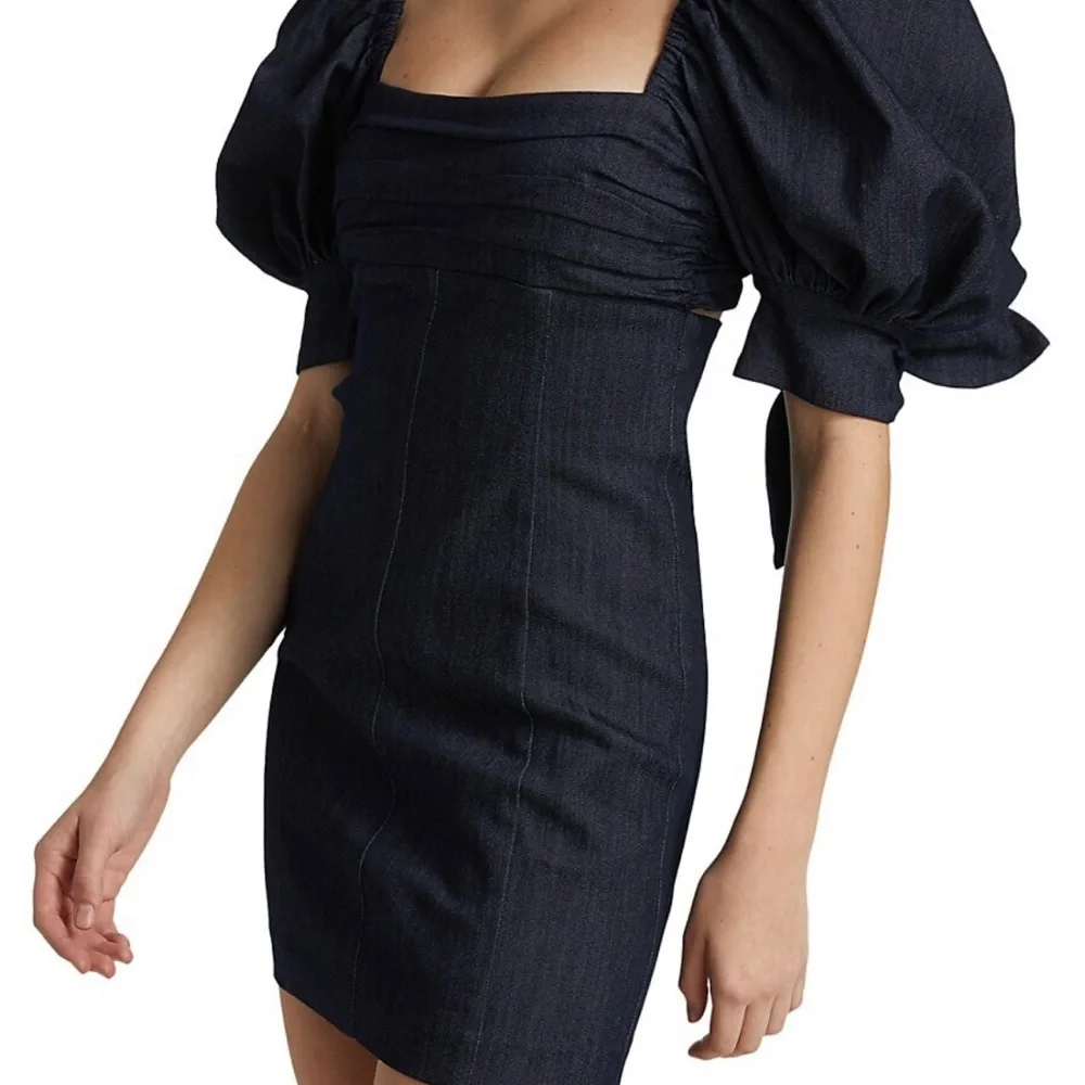 Cinq a Sept Lexy puff sleeve mini dress - Indigo - Picture 2 of 10